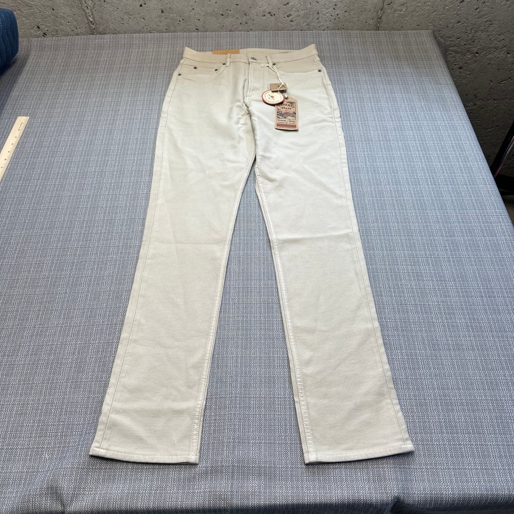 New Faherty Stretch Terry Pants Mens 28x34 Athletic Fit Beige Khaki Organic Golf